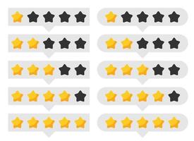 Star rating review from zero to five. Customer feedback vector