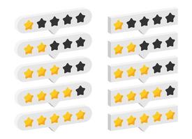 Star rating review from zero to five. Customer feedback 3D vector