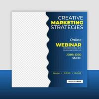 Digital marketing live webinar social media post template vector