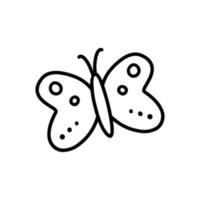 linda volador mariposa aislado en blanco antecedentes. vector dibujado a mano ilustración en garabatear estilo. Perfecto para decoraciones, logo, varios diseños