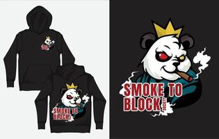 Hoodies with Character Streetwear Design, Panda Smoking to Block Society vector