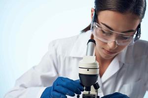 female laboratory assistant chemistry research microbiology photo