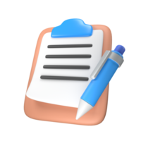 Note and pen 3D illustration png