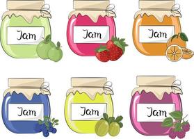 set of jam and fruits vector