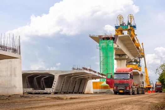 Infrastructure construct concepts, Construction of a mass transit train line in progress with heavy infrastructure photo