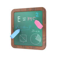 Math lesson chalkboard 3D illustration png