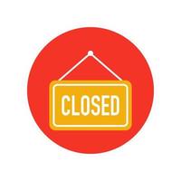 Closed sign icon in red circle on white background. vector