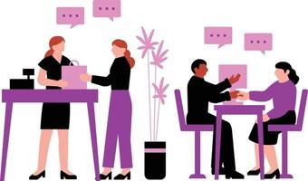 Group of business people working together in office. Flat vector illustration.