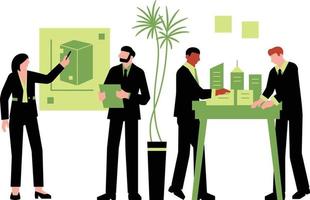 business people in a meeting, Business people working in office. Teamwork concept. Vector illustration in flat style