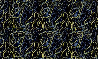 Abstract background with curved lines in blue and yellow colors on a black background vector