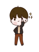 Cute boy doodle cartoon character png