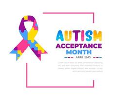 Autism Acceptance Month background for banner design template celebrate in april. vector