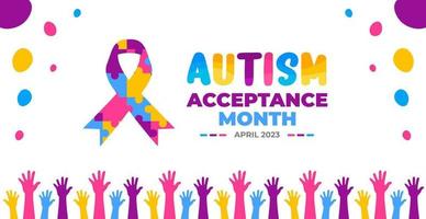 Autism Acceptance Month background for banner design template celebrate in april. vector