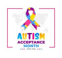 Autism Acceptance Month background for banner design template celebrate in april. vector