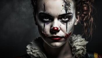 clown makeup of girl dark image photo