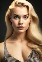 young beautiful European woman pin-up model 21 years old generative AI photo