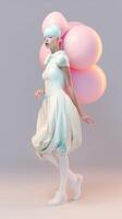 ultra soft inflated 3d model 3D render trendy white balloon dress photo