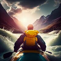 extremo deporte canotaje agua Blanca kayak espalda descanso generativo ai foto