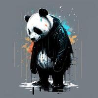 linda triste panda personaje vector imagen generativo ai foto