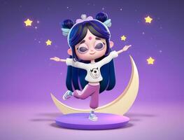 cute cartoon character girl illustration photo