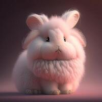 A cutest white rabbit dressed in pink fluffy photo