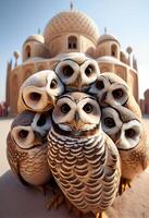 image of Highly defined macro photography selfie group of barred owl photo