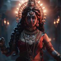 un hermosa kali mata retrato famoso hindú diosa generativo ai foto
