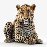 Leopard white background hyper-realistic photo