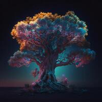 beautiful colorful tree hd surreal LED lights photo