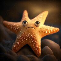 a beautiful starfish light orange color dreamy eye image photo