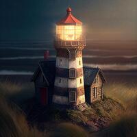 light house in the lonely place image photo