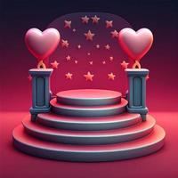 valentines day pink stage decorated with pink heart and stars image photo