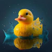 rubber duck splashing in the water image photo