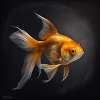 cute goldfish in black background photo