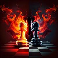 versus o vs batalla tablero de ajedrez oscuro y fi- generado por generativo ai foto