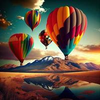 hot air colouful balloons fly sky photo