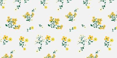 Sun flower seamless pattern on white smooth background. Soothing yellow color combination vector