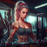 anim style girl in gym photo