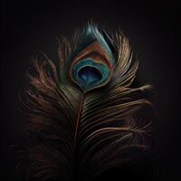 peacock feather in black background photo