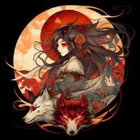 amaterasu el japonés diosa de el creciente Dom generativo ai foto