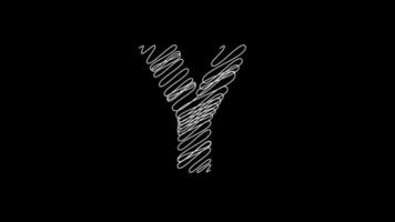 Letter Y animation with scribble line in black background video