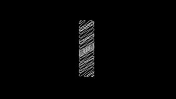 Letter I animation with scribble line in black background video