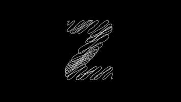 Letter Z animation with scribble line in black background video