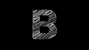 brief b animatie met kattebelletje lijn in zwart achtergrond video