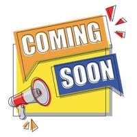 Flat coming soon background with megaphone vector