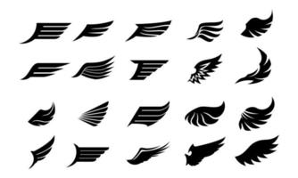 Wings icons set. Set of wings icons. Illustration of wings collection set vector