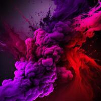 Holi background purple red splash and black background photo