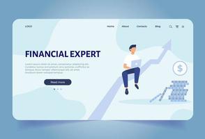 Landing page template for Business financial expert. Financial Growth and financial consulting. Business concepts for website vector