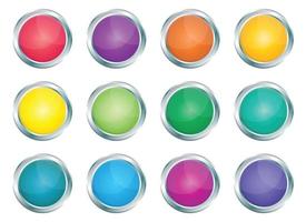 Button with metallic border in realistic style vector illustration