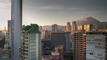 timelapse of the coast and high rise skyline of benidorm seaside resort, shot from a high vantage point, spain video